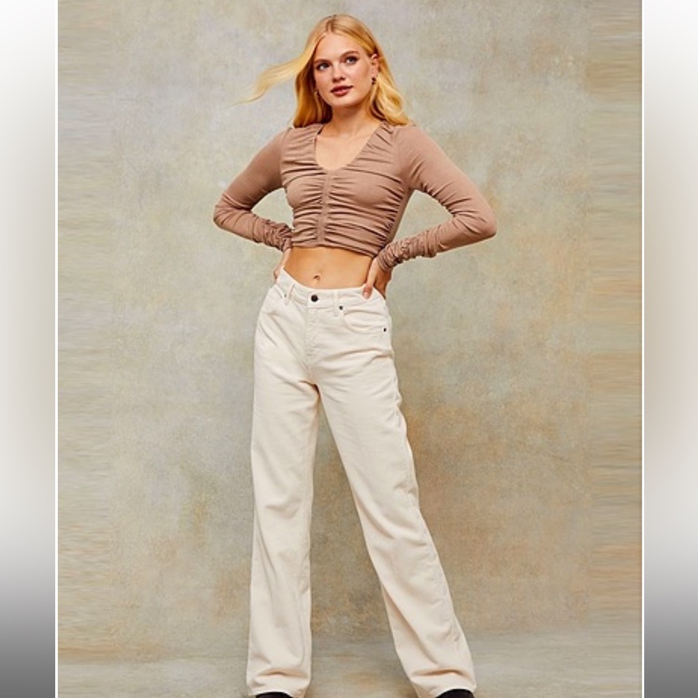 Topshop corduroy relaxed flare jeans